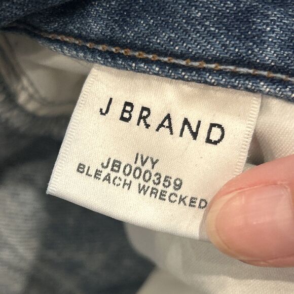 J Brand Jeans Ivy Womens 26 High Rise Bleach Wrecked Faded Cropped Button Fly - Picture 6 of 15